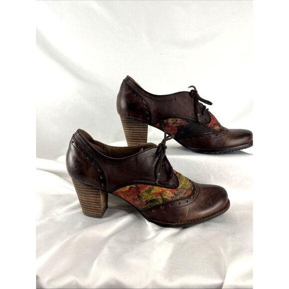 Spring Step L'Artiste Brown Marivel Leather Block Heel Shoes Womens EU Size 40 - Picture 1 of 11